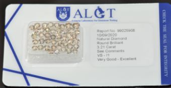 Forty four loose round brilliant cut natural faint to fancy brown / yellowish brown / orangey