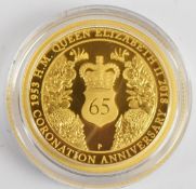 Perth Mint Australia cased limited edition (102/750) 2018 $25 proof 1/4 ounce 99.99 gold HM Queen