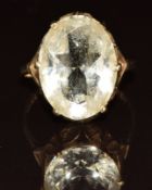 A 9ct gold ring set with an oval quartz, 4g, size N