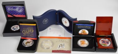 Six Australian and New Zealand 1 ounce silver coins comprising 2003 Golden Jubilee proof coin,