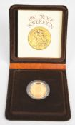 Royal Mint cased 1981 proof gold full sovereign