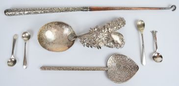 Novelty likely silver spoon with embossed handle decorated with a mouse, Indian or Burmese spoon