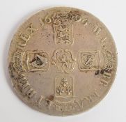 1696 William III crown third bust plain angles reverse, Good F-VF