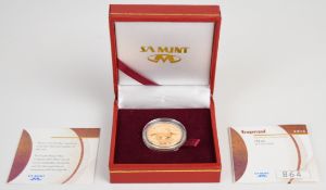 South African Mint cased limited edition (864/900) 2016 gold proof ¼ ounce Krugerrand