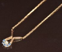 A 9ct gold necklace set with sapphires and diamonds, 9.4g, 49cm