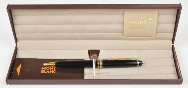 Montblanc Meisterstuck ballpoint pen with black body and gold plated fittings and clip, in