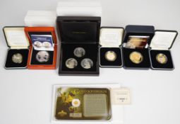 Windsor Mint limited edition (of 5555) proof 0.5g miniature .585 gold coin, two cased Royal Mint