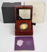 Royal Mint cased limited edition (1210/1250) proof 2023 Charles III 1/4 ounce gold coin, with