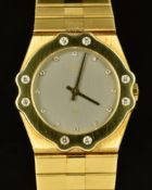 Chopard St Moritz 18ct gold wristwatch ref. 2171 with diamond set bezel and hour markers, gold
