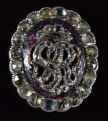 Georgian yellow metal section of ring set with paste