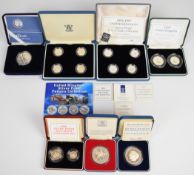 Fifteen Royal Mint cased limited edition proof silver coins comprising 1994-7 four £1 coin set,