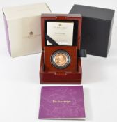 Royal Mint cased limited edition (3879/7995) proof 2021 Elizabeth II gold full sovereign, with Royal
