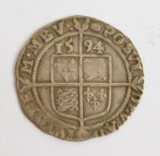 1594 Elizabeth I hammered silver sixpence
