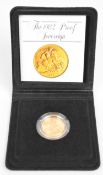 Royal Mint cased 1982 proof gold full sovereign