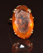 A 9ct gold ring set with paste, 6.6g, size L