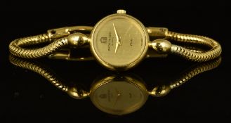 Michel Herblin ladies wristwatch with gold dauphine hands, champagne dial, gold plated case and