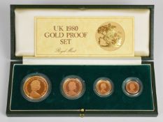 Royal Mint cased limited edition (of 10,000) four coin proof 1980 Elizabeth II set comprising £5,