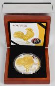 Niue cased proof 2017 5 ounce silver Year of the Rooster coin, with certificate