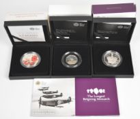 Three Royal Mint cased limited edition proof Piedfort silver coins comprising 2015 Remembrance Day