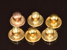 Three 18ct gold studs (2.2g) and three 9ct gold examples (1.7g)