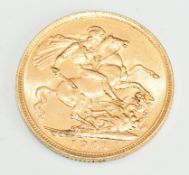 1901 Queen Victoria veiled head gold full sovereign with Melbourne Mint mark