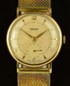 Rotary 9ct gold gentleman's wristwatch with inset subsidiary seconds dial, gold hands and hour