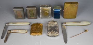 Seven various vesta cases including a blue agate example, novelty golfing example and one with crown