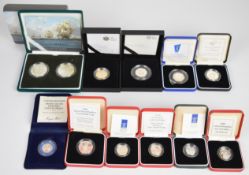 Twelve Royal Mint cased limited edition proof Piedfort silver coins comprising 2005 Trafalgar two