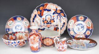 19th / 20thc Japanese Imari ceramics including a basket, tallest 19cm