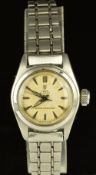 Tudor Oyster ladies wristwatch ref. 7806 with luminous hands and hour markers, silver dial,