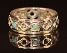 A 9ct rose gold ring set with turquoise (stones missing), 3g, size L/M