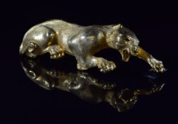 Christopher Ross gold plated panther belt buckle, signed and dated 1988, 20cm