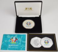 Harrington & Byrne cased limited edition (25/295) proof Euro 2020 five ounce silver coin, with