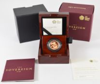 Royal Mint cased limited edition (6367/7995) proof 2020 Elizabeth II gold full sovereign, with Royal