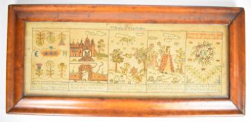 Edward VII Coronation embroidery dated 1902, with verse beneath, 22 x 63cm