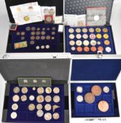 Four flight and collector's cases of coins and medallions, Georgian and later including Coronation