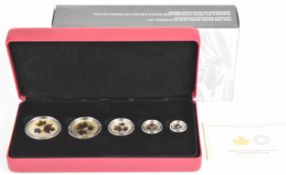 Royal Canadian Mint cased 2016 fine silver Maple Leaf fractional set of five coins, total weight