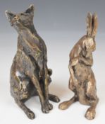 Frith Sculptures hare and fox figures, tallest 18cm