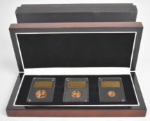 Cased three coin 2017 Elizabeth II platinum anniversary coin set comprising one full, one half and