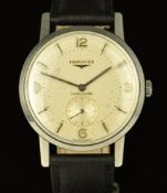 Longines gentleman's automatic wristwatch ref. 7290 with inset subsidiary seconds dial, steel hands,
