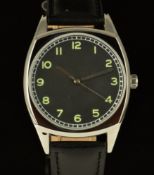 Czechoslovakian Soldier military style gentleman's wristwatch with luminous Arabic numerals, black