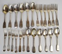 Georgian and Victorian Irish hallmarked silver fiddle pattern six place setting harlequin canteen of