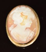 An 18ct gold pendant / brooch set with a cameo, 3.9g, 2 x 2.6cm