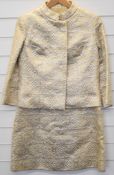 Bob Schulz designer / haute couture 1960s silver and gold thread brocade jacket and skirt, size S