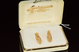 A pair of 10k gold tri-coloured earrings by Landstrom's Original Black Hills Gold Creations, 3g