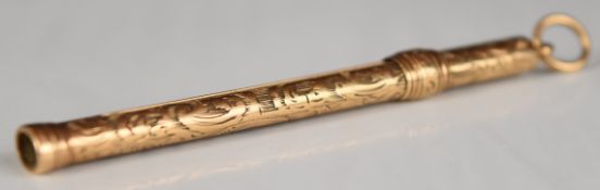 Mordan 15ct gold extending toothpick, maximum length 9.5cm, weight 5.8g