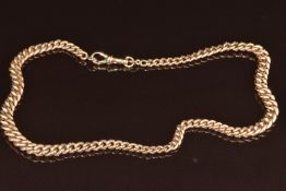 A 9ct graduated gold curb link Albert / necklace, 34.7g, 38cm