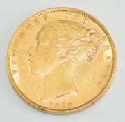 1872 Queen Victoria young head shield reverse gold full sovereign