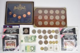 British coinage and notes to include three 1983 uncirculated coin sets, 1994 coin set, 28 various
