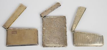 Three Victorian and later hallmarked silver calling card cases comprising George Unite example